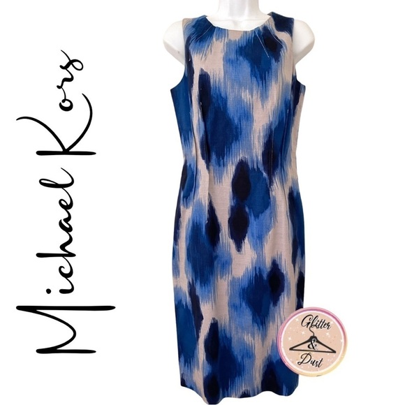 Michael Kors Azurite Print Knee Length Sheath Dress - Picture 1 of 10